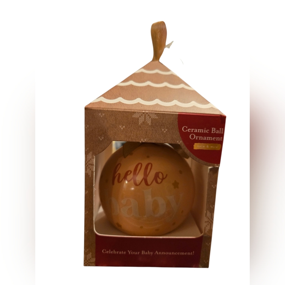 "Hello Baby” Holiday Ceramic Ball Ornament - Celebrate Your Baby Announcement